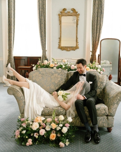 Vintage inspired wedding couple at Liverpool Town Hall wedding photoshoot